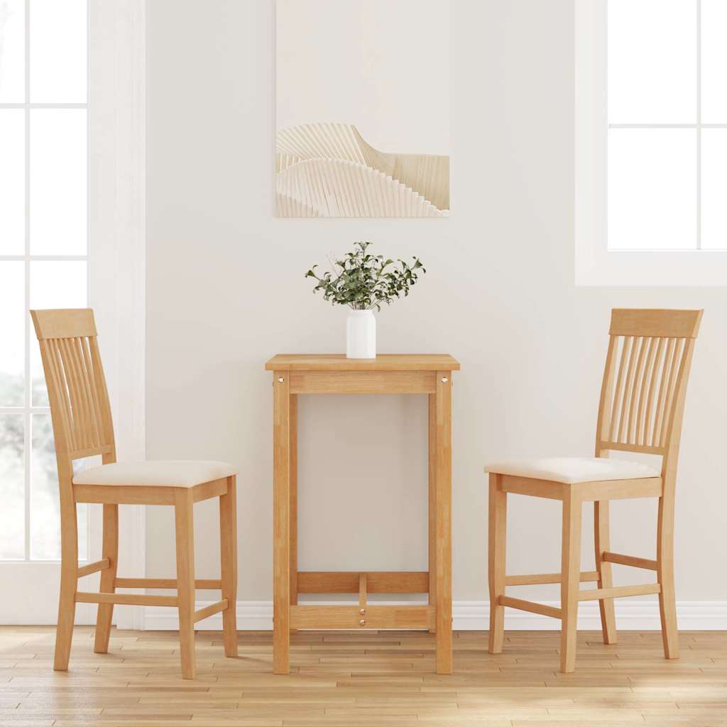 Barhocker mit Kissen 2 Stk. Natur Massivholz Gummibaum Barhocker mit Kissen 2 Stk. Natur Massivholz Gummibaum