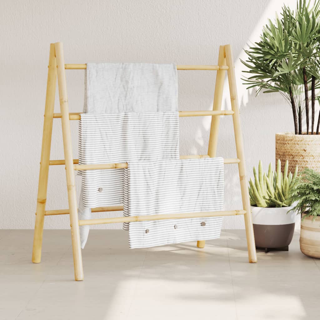 Doppel-Handtuchleiter mit 4 Sprossen 90x50x100 cm Bambus Doppel-Handtuchleiter mit 4 Sprossen 90x50x100 cm Bambus