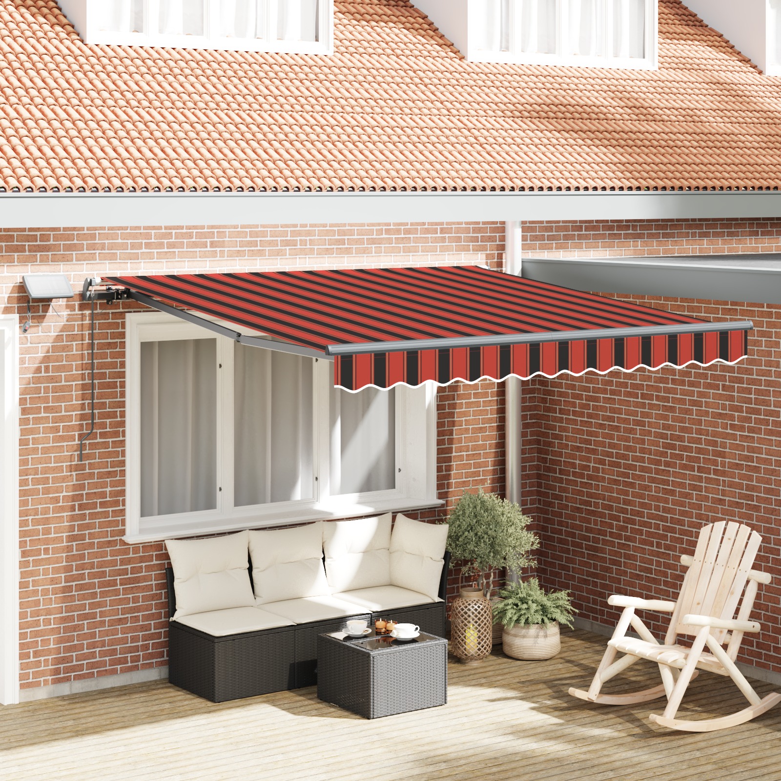 Manuelle einziehbare Markise mit LED Orange und Braun 300x250 cm Manuelle einziehbare Markise mit LED Orange und Braun 300x250 cm