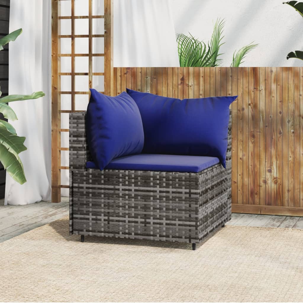 Garten-Ecksofa mit Kissen Grau Poly Rattan Garten-Ecksofa mit Kissen Grau Poly Rattan