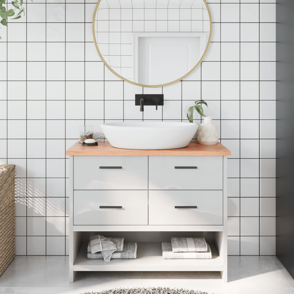 Waschtischplatte Hellbraun 100x30x2 cm Massivholz Behandelt Waschtischplatte Hellbraun 100x30x2 cm Massivholz Behandelt