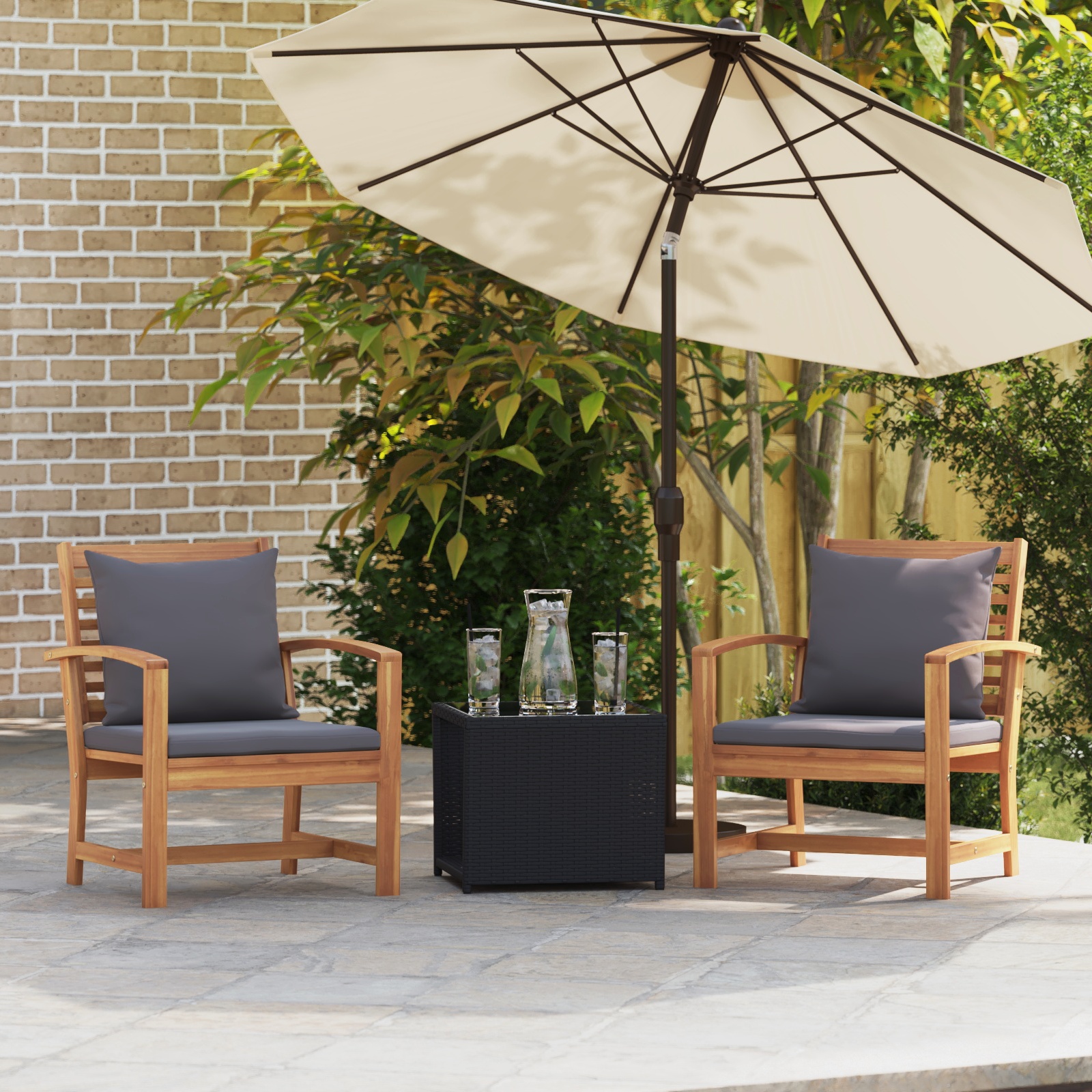 Gartenstühle 2 pcs Braun 60 x 65 x 76.5 cm Massives Teakholz Gartenstühle 2 pcs Braun 60 x 65 x 76.5 cm Massives Teakholz