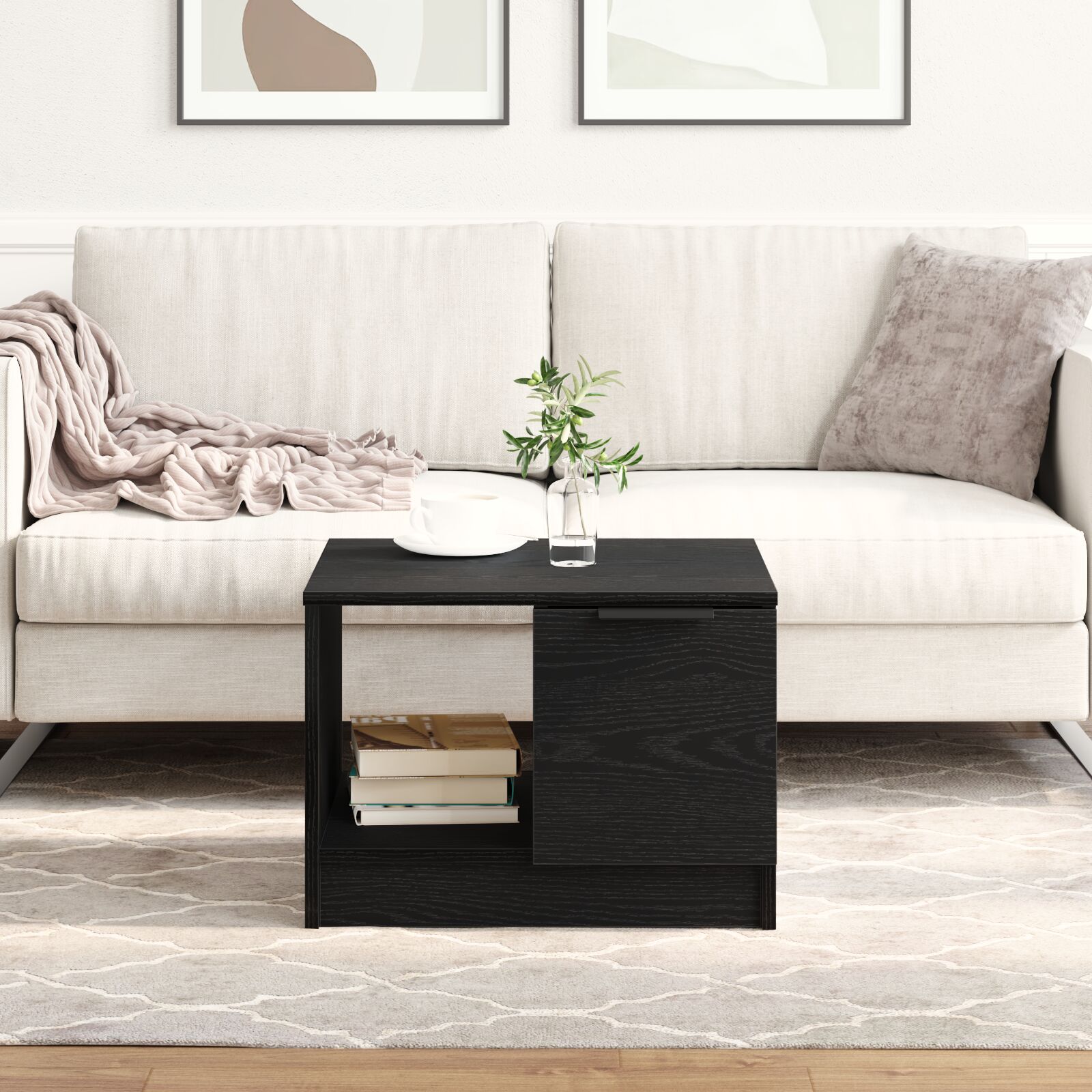 Couchtisch Schwarz Eiche 50x50x36 cm Holzwerkstoff Couchtisch Schwarz Eiche 50x50x36 cm Holzwerkstoff