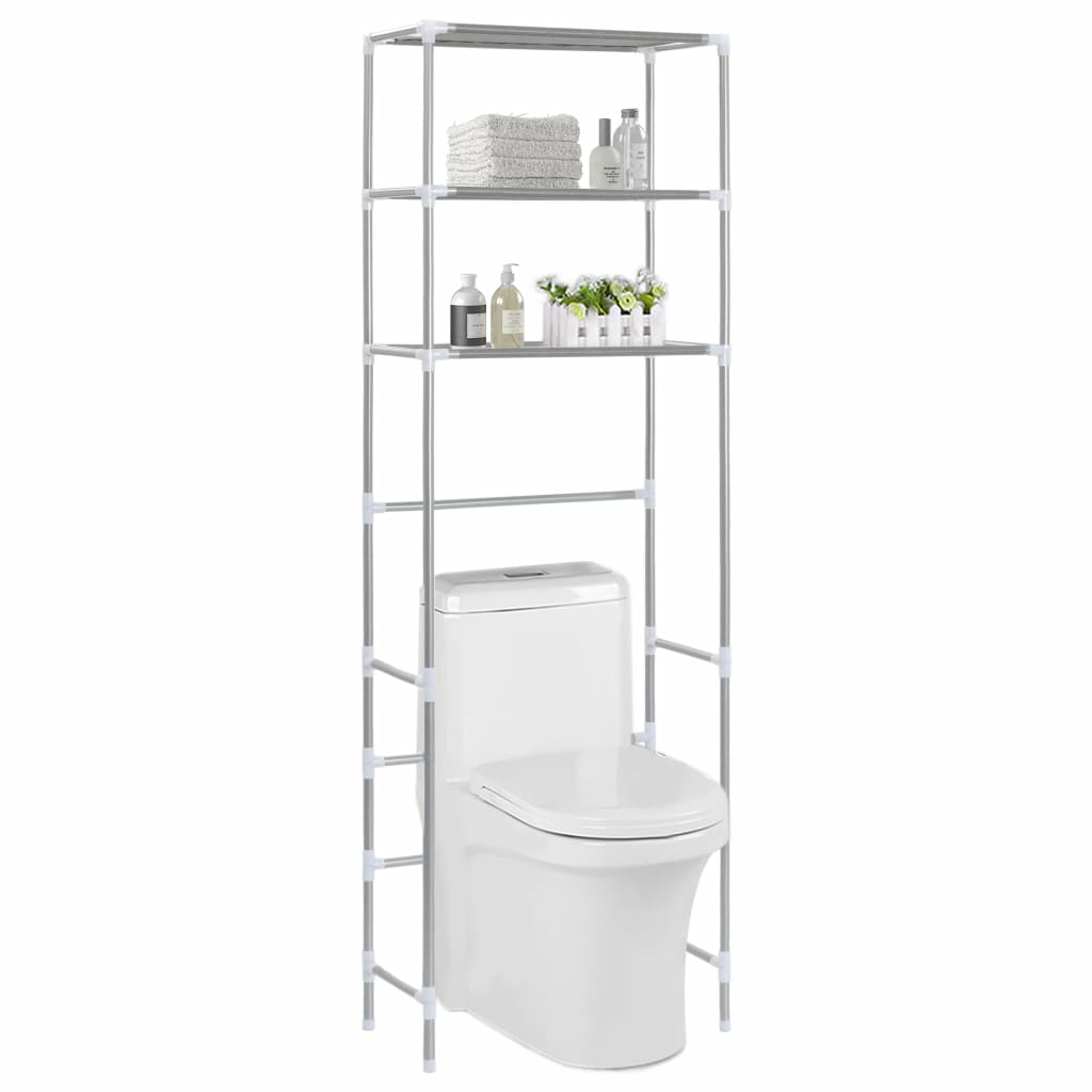 Toilettenregal 3 Ablagen Silbern 53x28x169 cm Toilettenregal 3 Ablagen Silbern 53x28x169 cm