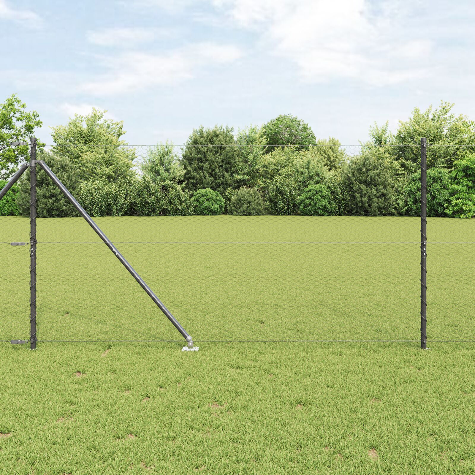 Zaun Set 2-teilig Grau Stahl, PVC 25 x 1,2 m Langlebig