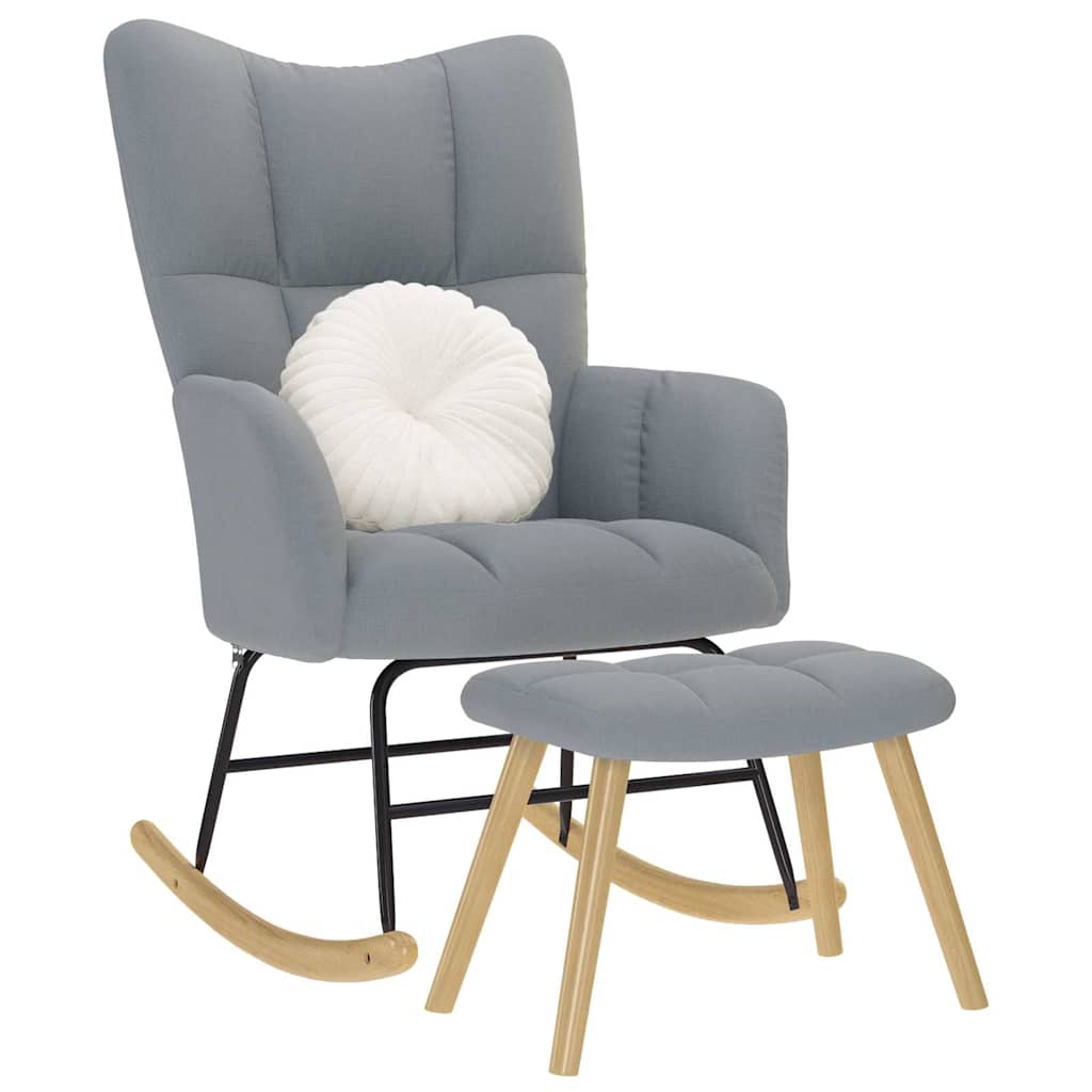 Schaukelsessel mit Hocker Hellgrau Stoff Schaukelsessel mit Hocker Hellgrau Stoff