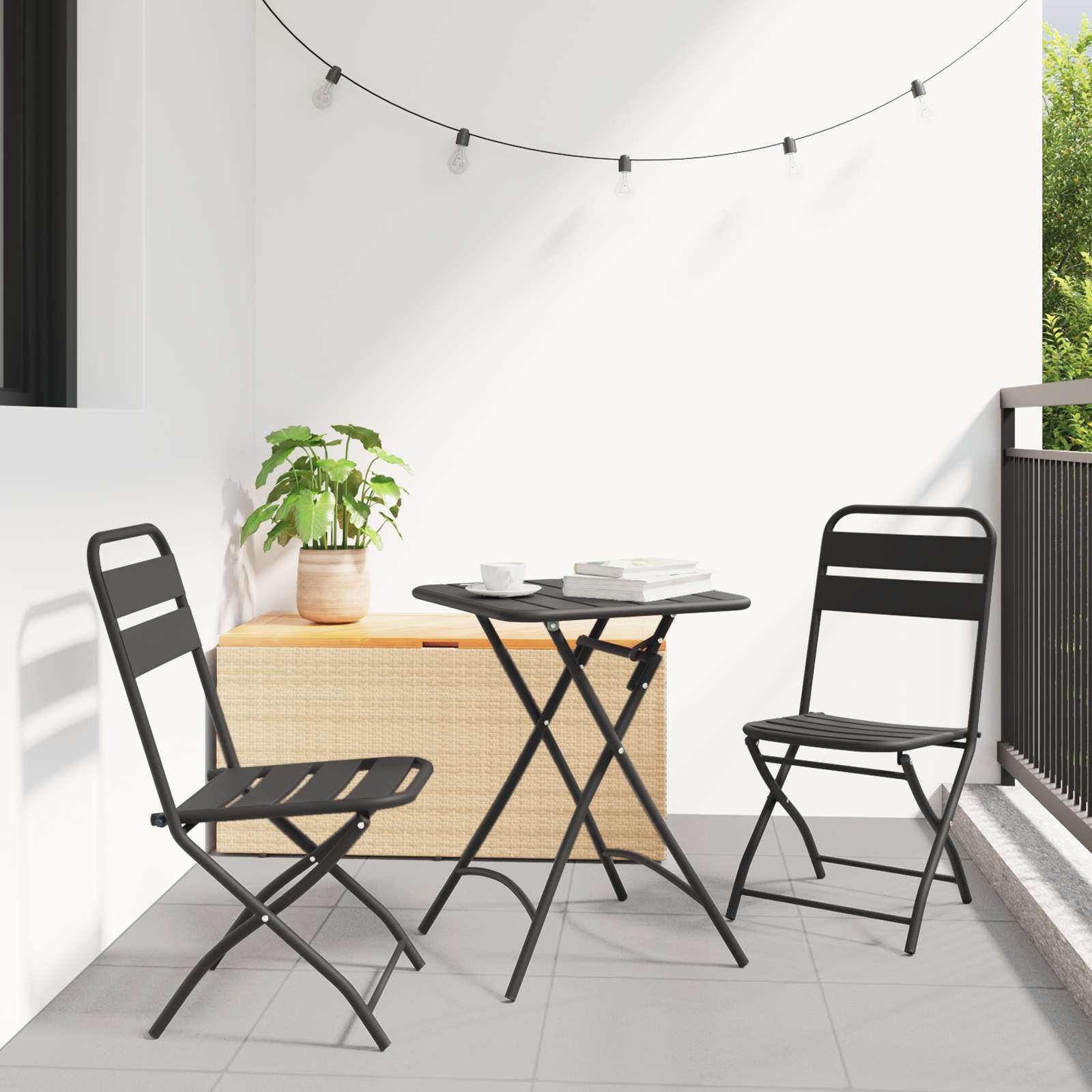 3-tlg. Bistro-Set Klappbar Anthrazit Stahl 3-tlg. Bistro-Set Klappbar Anthrazit Stahl