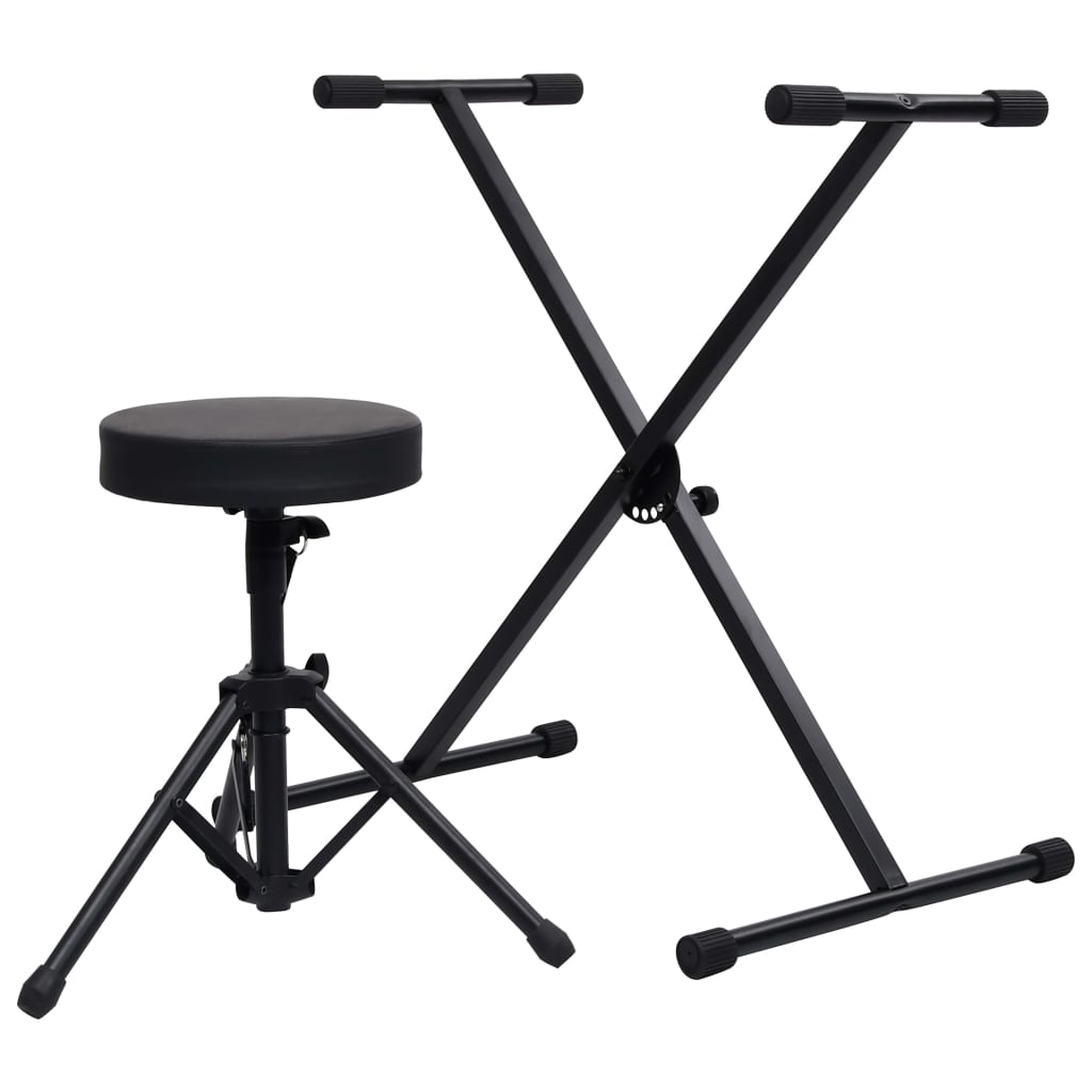 Keyboardständer und Hocker Set Schwarz Keyboardständer und Hocker Set Schwarz