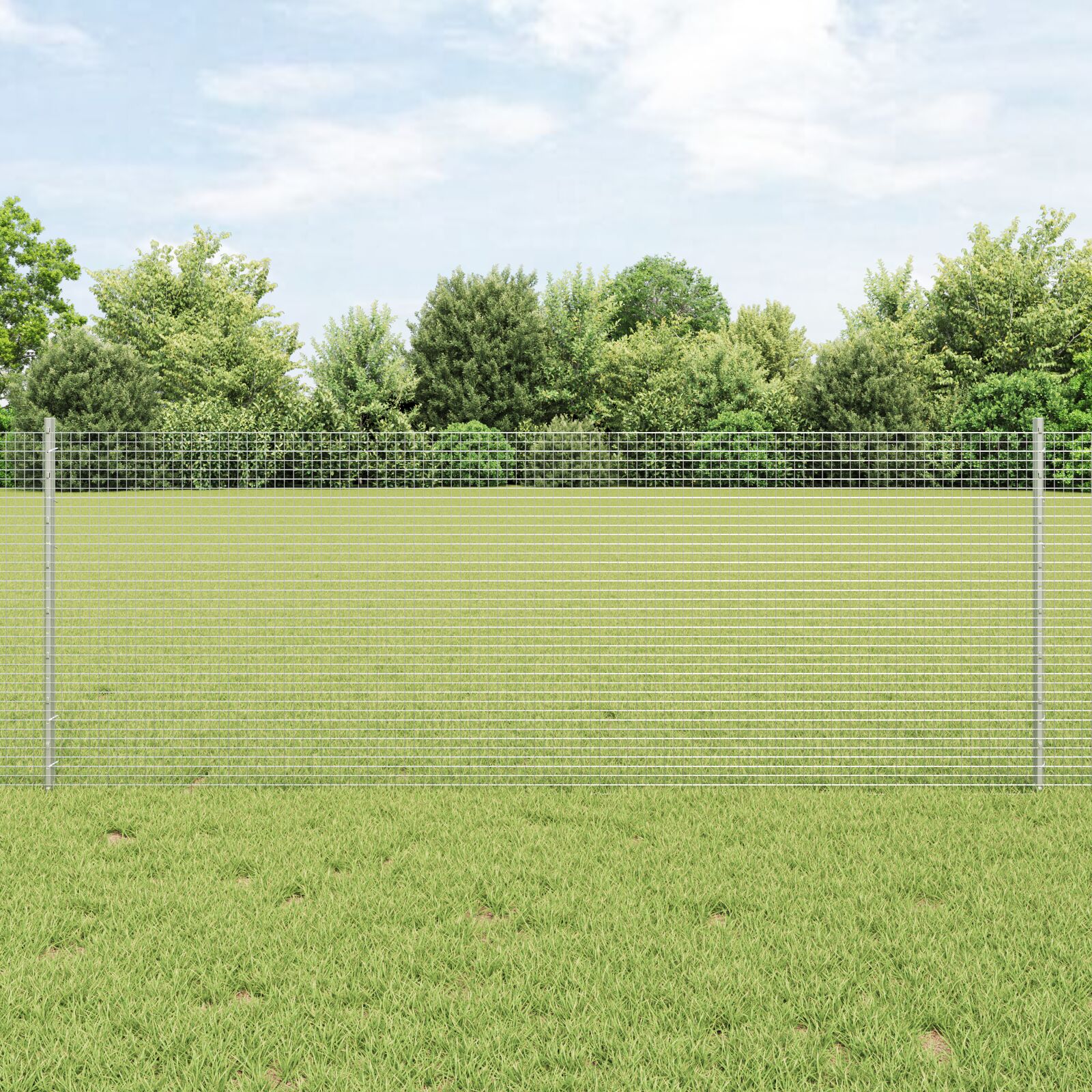 Geschweißter Drahtzaun mit 22 U-Posts Silber 0.8x50 m Stahl