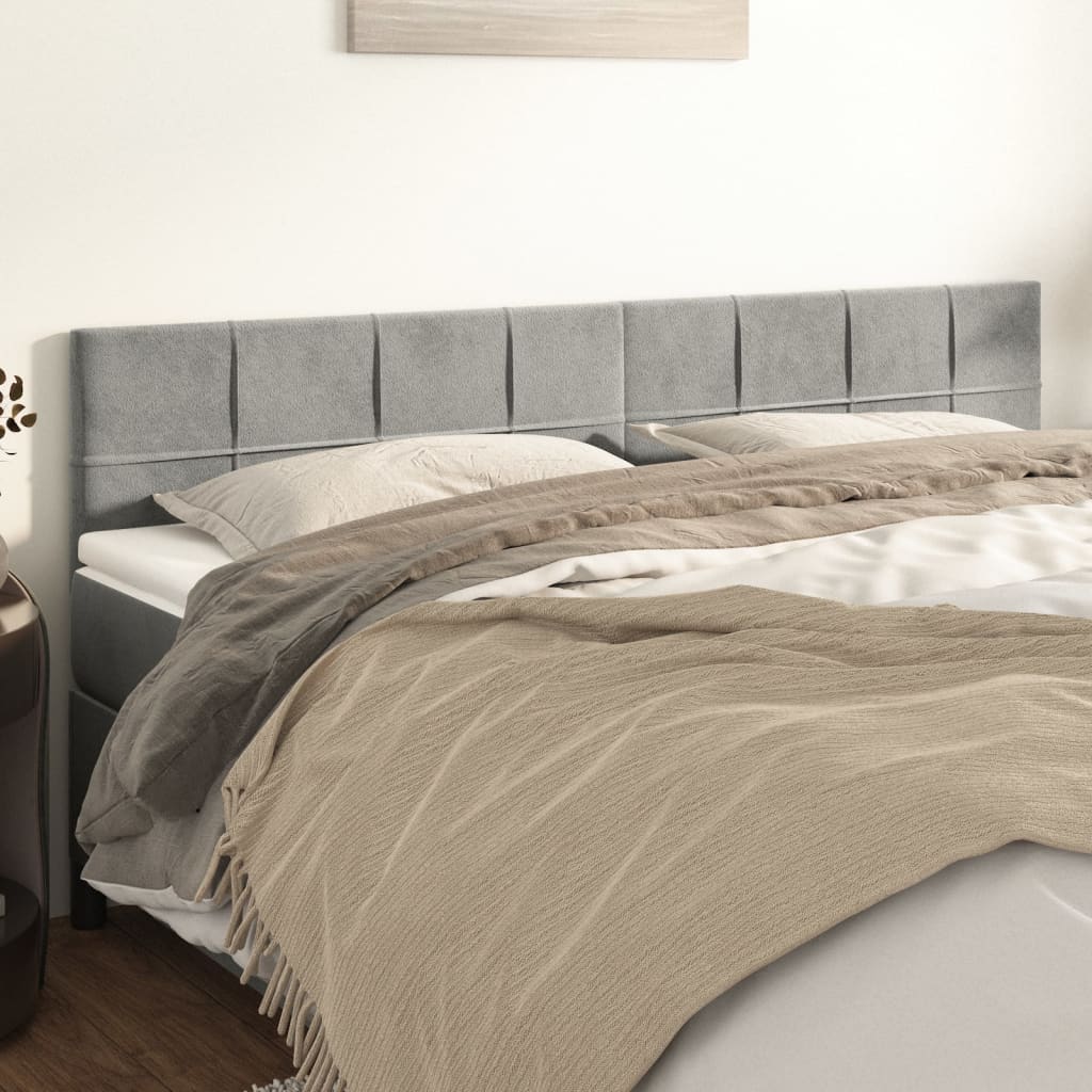 Kopfteile 2 Stk. Hellgrau 90x5x78/88 cm Samt Kopfteile 2 Stk. Hellgrau 90x5x78/88 cm Samt