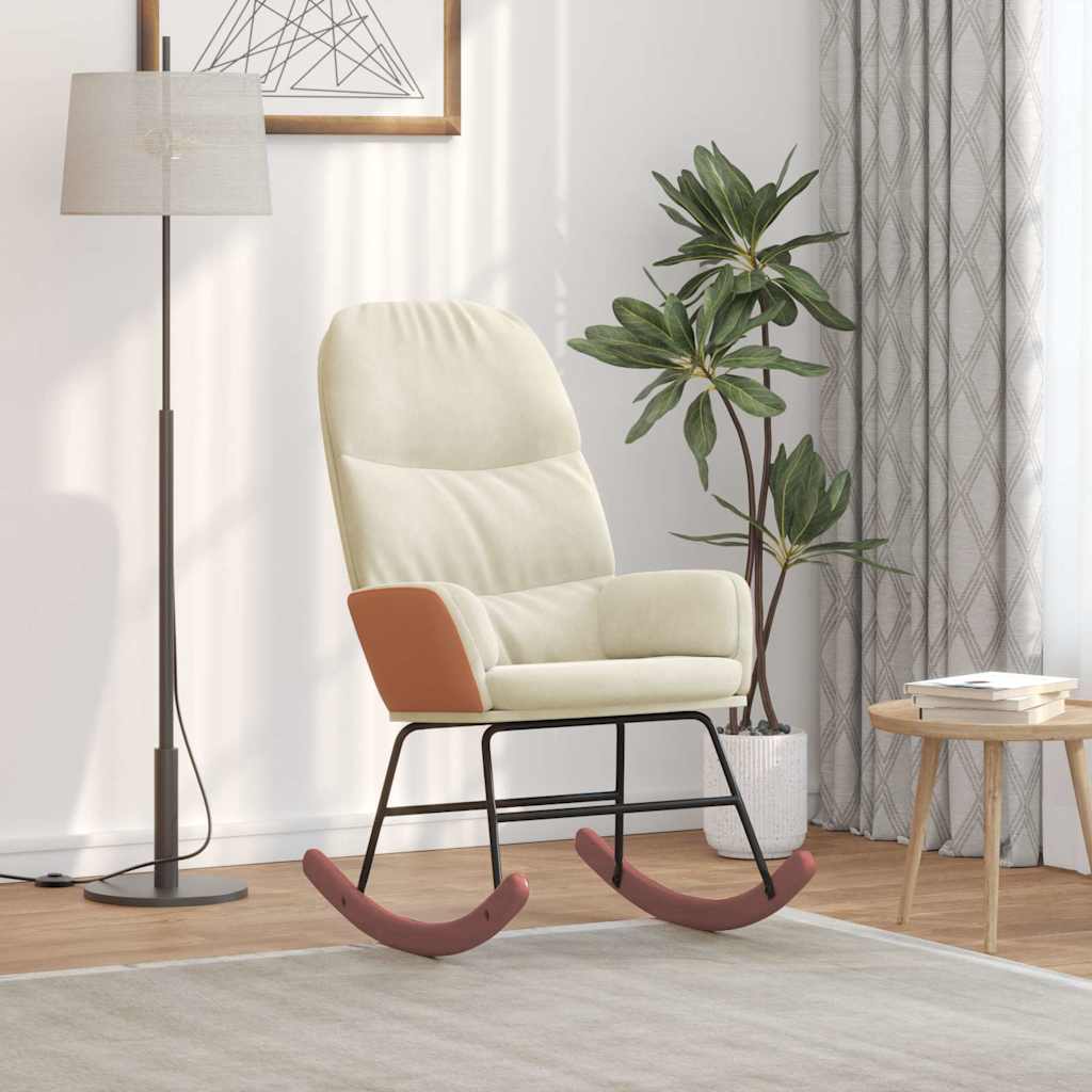 Schaukelstuhl Samt Creme Schaukelstuhl Samt Creme