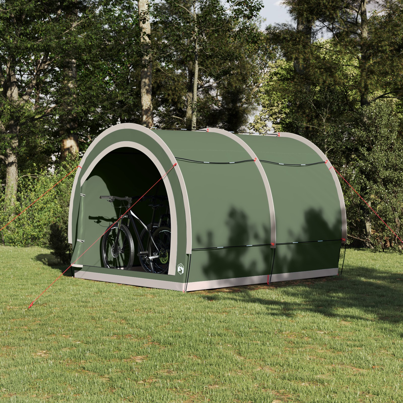 Fahrradgarage mit Dach mit Speicher mit Luftentlüftung Grün 256 x 222 x 182 cm Fahrradgarage mit Dach mit Speicher mit Luftentlüftung Grün 256 x 222 x 182 cm