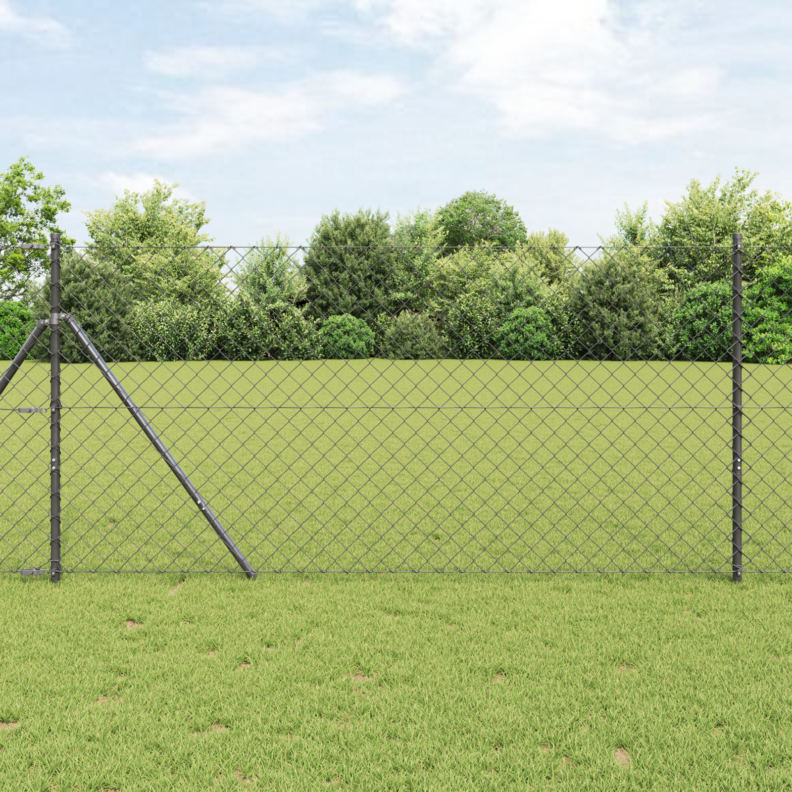 Drahtzaun mit 13 Stangen 1,4 x 25 m verzinkter Stahl Grau Drahtzaun mit 13 Stangen 1,4 x 25 m verzinkter Stahl Grau