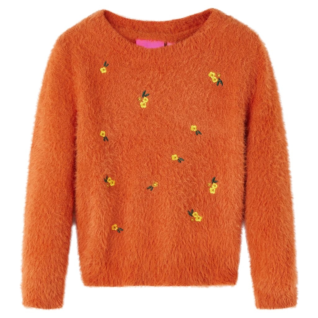 Kinderpullover Gestrickt Dunkelorange 128