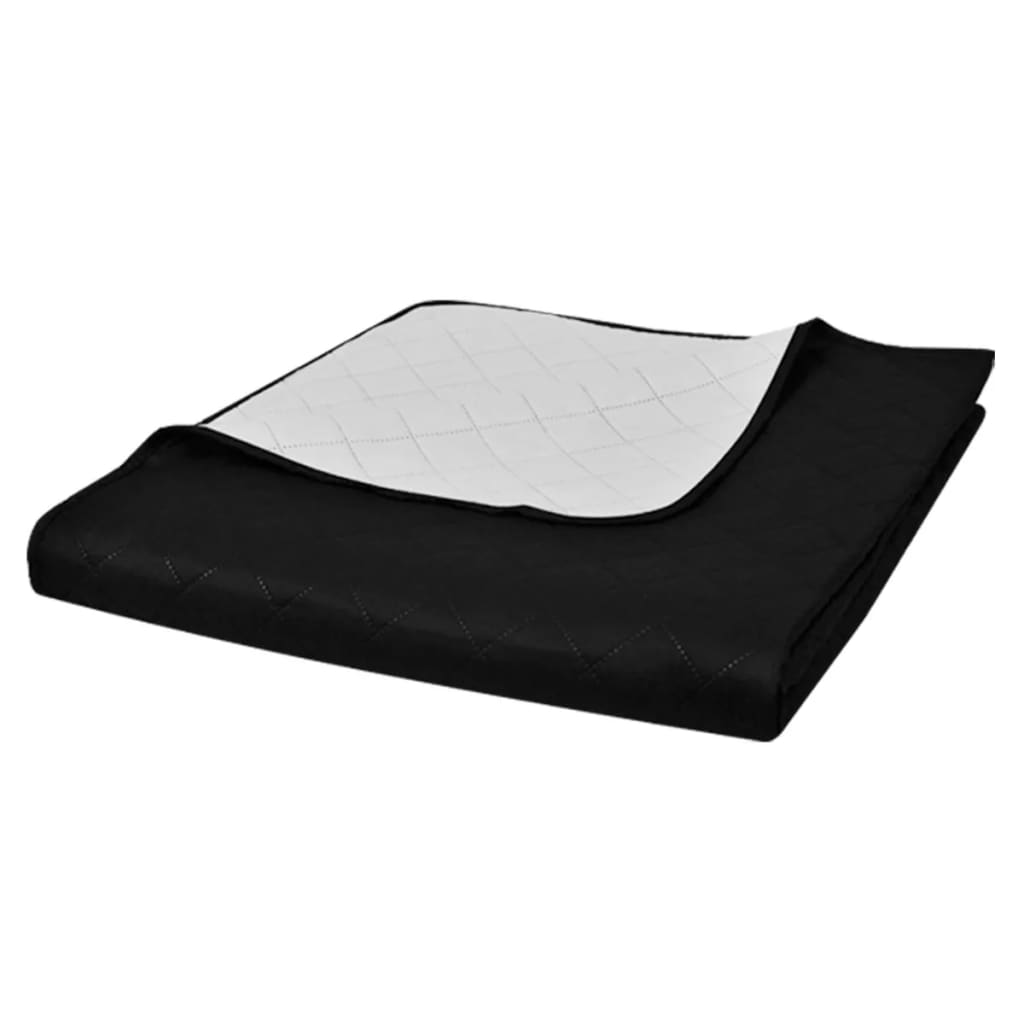 Zweiseitige Tagesdecke Gesteppt Schwarz/Weiß 230x260 cm Zweiseitige Tagesdecke Gesteppt Schwarz/Weiß 230x260 cm