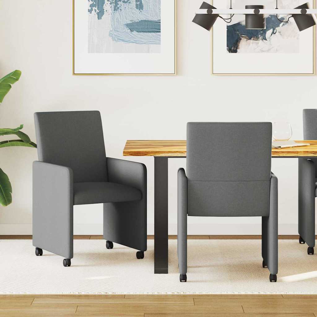 Esszimmerstuhl mit Rad 2 pcs Dunkelgrau 57 x 66 x 94 cm Stoff