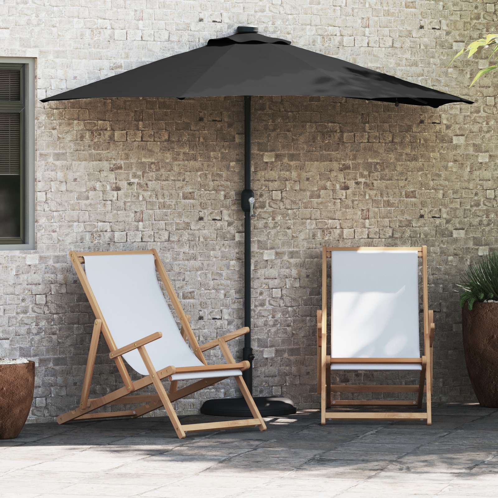 Gartenparasol Schwarz 294 x 150 x 223 cm Stoff Gartenparasol Schwarz 294 x 150 x 223 cm Stoff