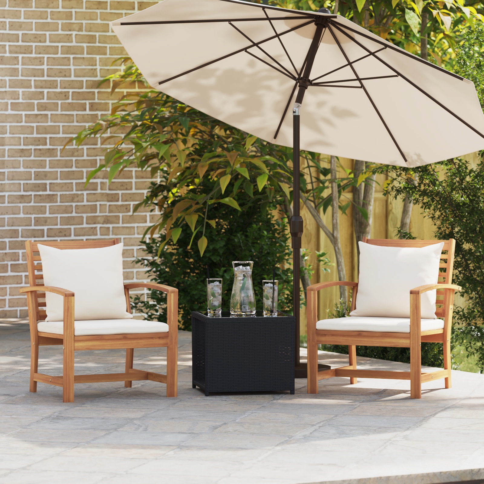Gartenstühle 2 pcs Braun 60 x 65 x 76.5 cm Massives Teakholz Gartenstühle 2 pcs Braun 60 x 65 x 76.5 cm Massives Teakholz