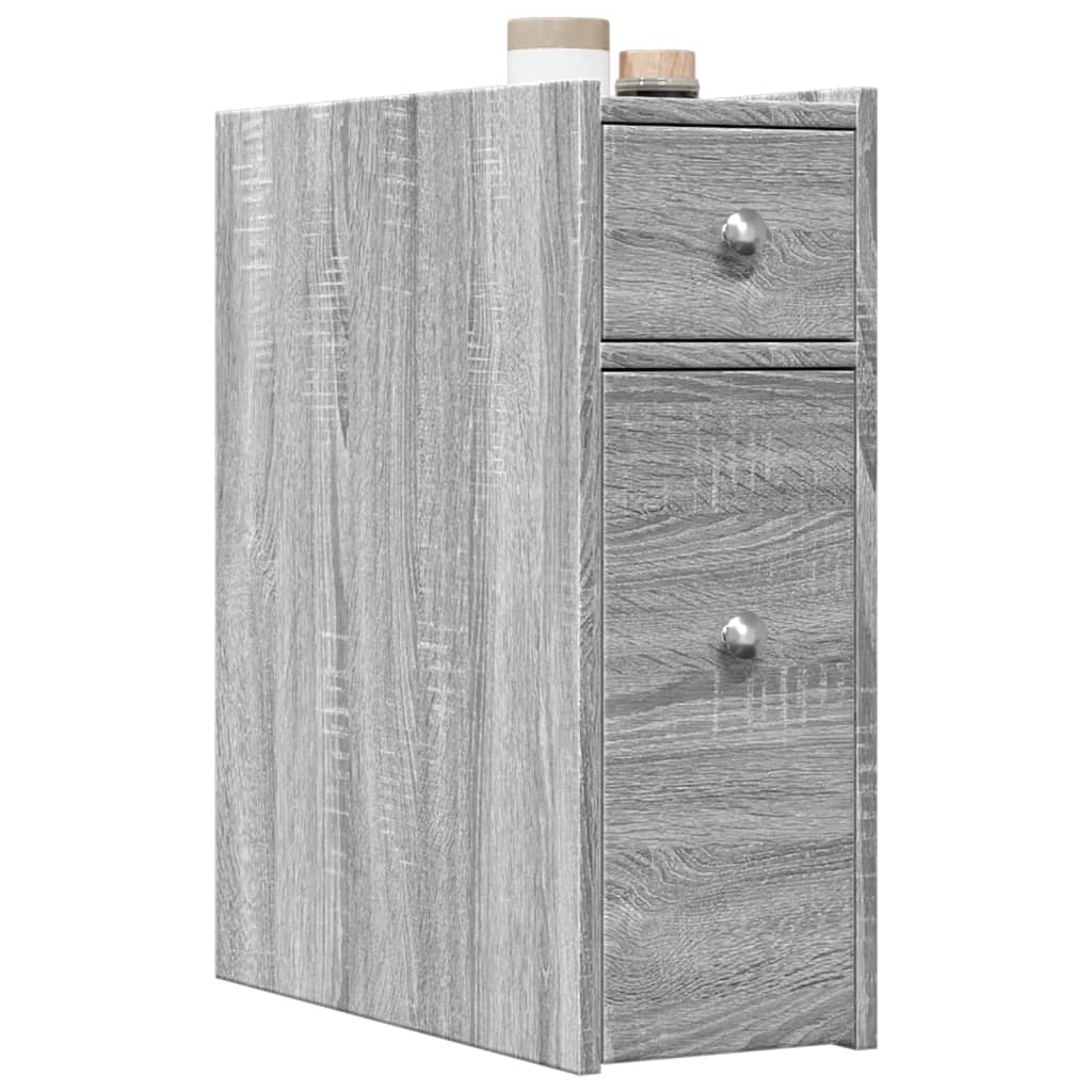 Badschrank Schmal mit Rollen Grau Sonoma Holzwerkstoff Badschrank Schmal mit Rollen Grau Sonoma Holzwerkstoff