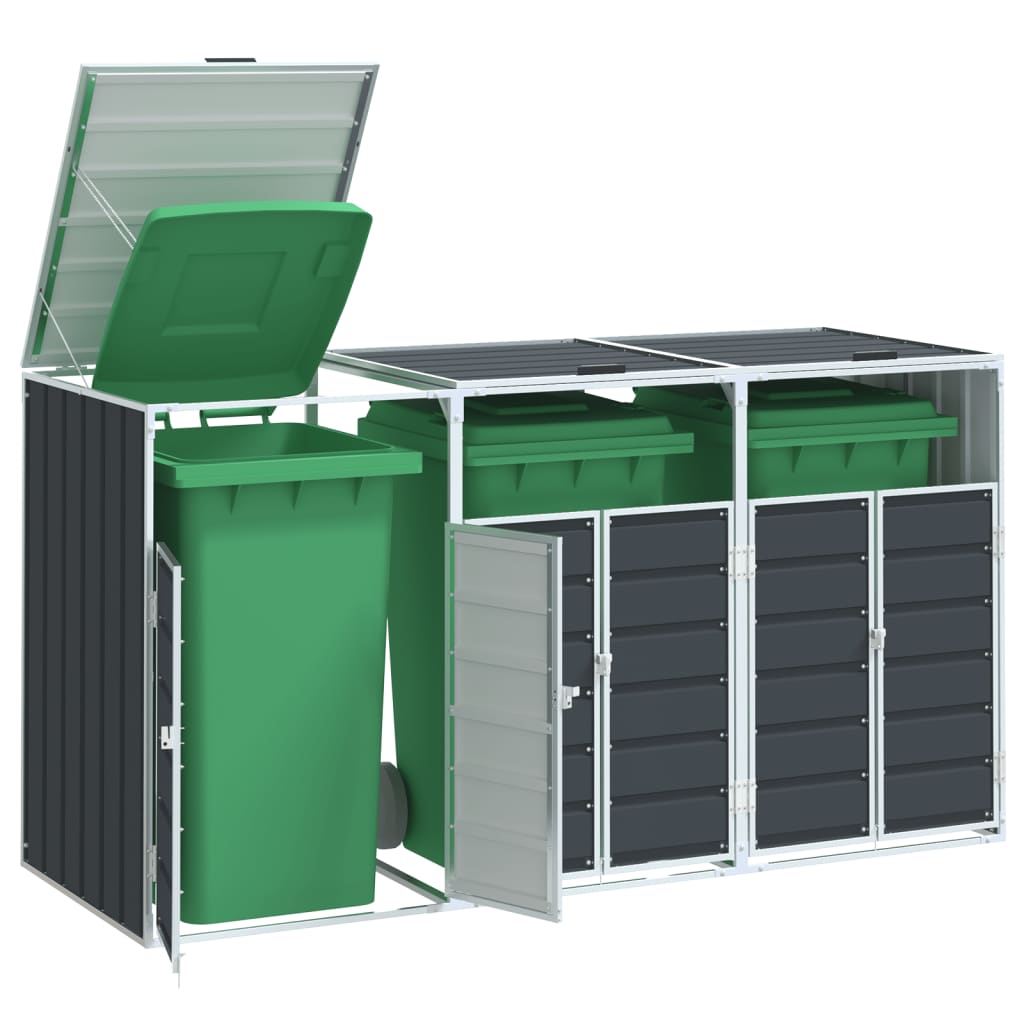 Mülltonnenbox für 3 Tonnen Anthrazit 216x81x115 cm Stahl Mülltonnenbox für 3 Tonnen Anthrazit 216x81x115 cm Stahl