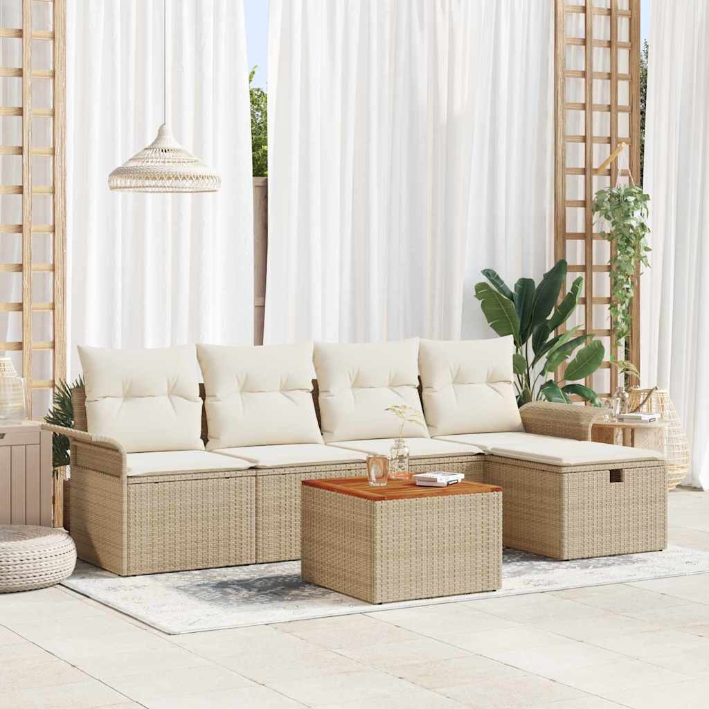 Garten-Sofa-Set mit Speicher 6 pcs Beige Poly Rattan Garten-Sofa-Set mit Speicher 6 pcs Beige Poly Rattan
