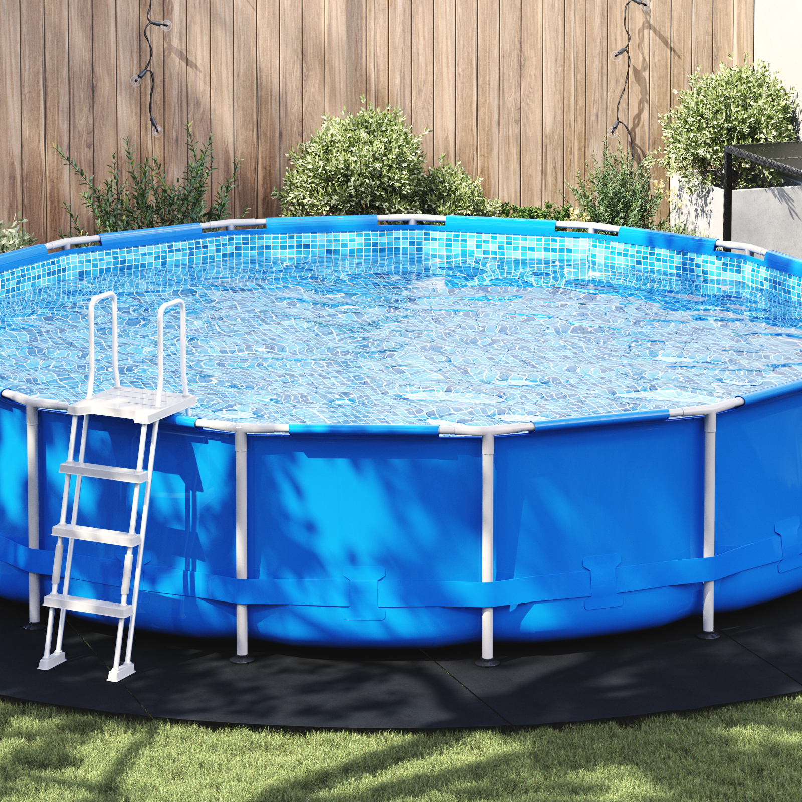 Runde Poolabdeckung Schwarz Kunststoff Ø 610 cm Wasserdicht Runde Poolabdeckung Schwarz Kunststoff Ø 610 cm Wasserdicht