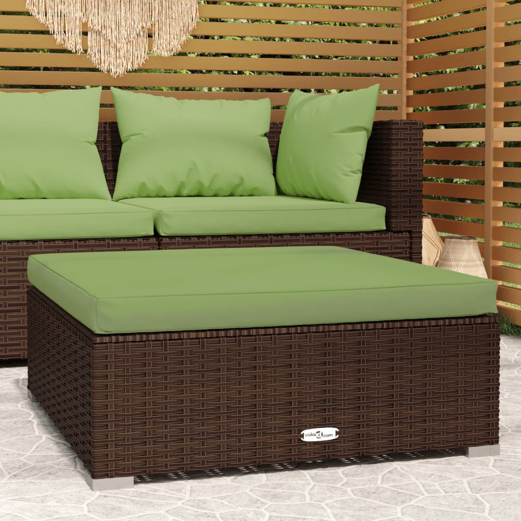 Gartenhocker mit Kissen Braun 70x70x30 cm Poly Rattan Gartenhocker mit Kissen Braun 70x70x30 cm Poly Rattan