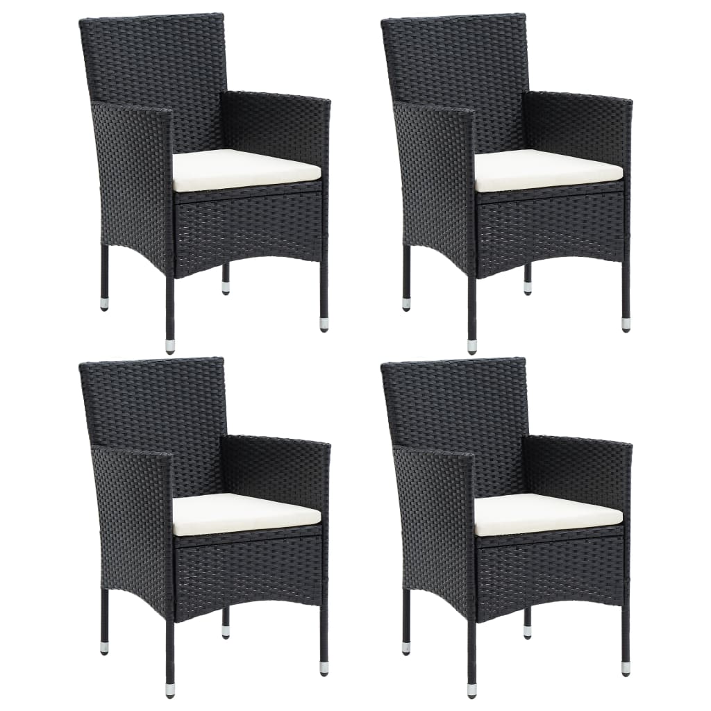 Garten-Essstühle 4 Stk. Poly Rattan Schwarz Garten-Essstühle 4 Stk. Poly Rattan Schwarz