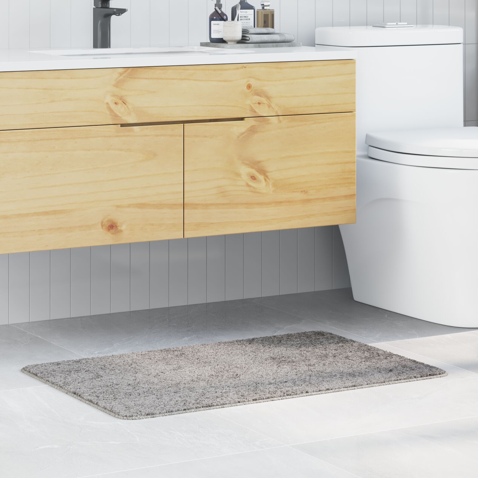 vidaXL Badematte Rechteckig Grau 60x90 cm Polypropylen Rutschfest vidaXL Badematte Rechteckig Grau 60x90 cm Polypropylen Rutschfest