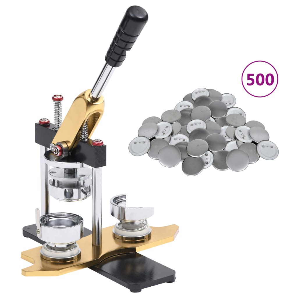 Buttonmaschine mit 500 Button-Teilen 44 mm Drehstanze Buttonmaschine mit 500 Button-Teilen 44 mm Drehstanze