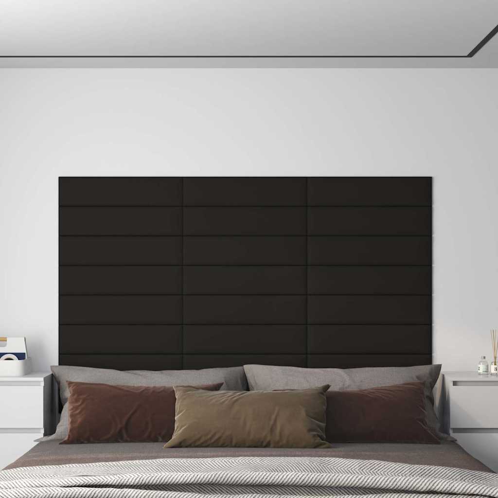 Wandpaneele 12 Stk. Schwarz 60x15 cm Stoff 1,08 m²