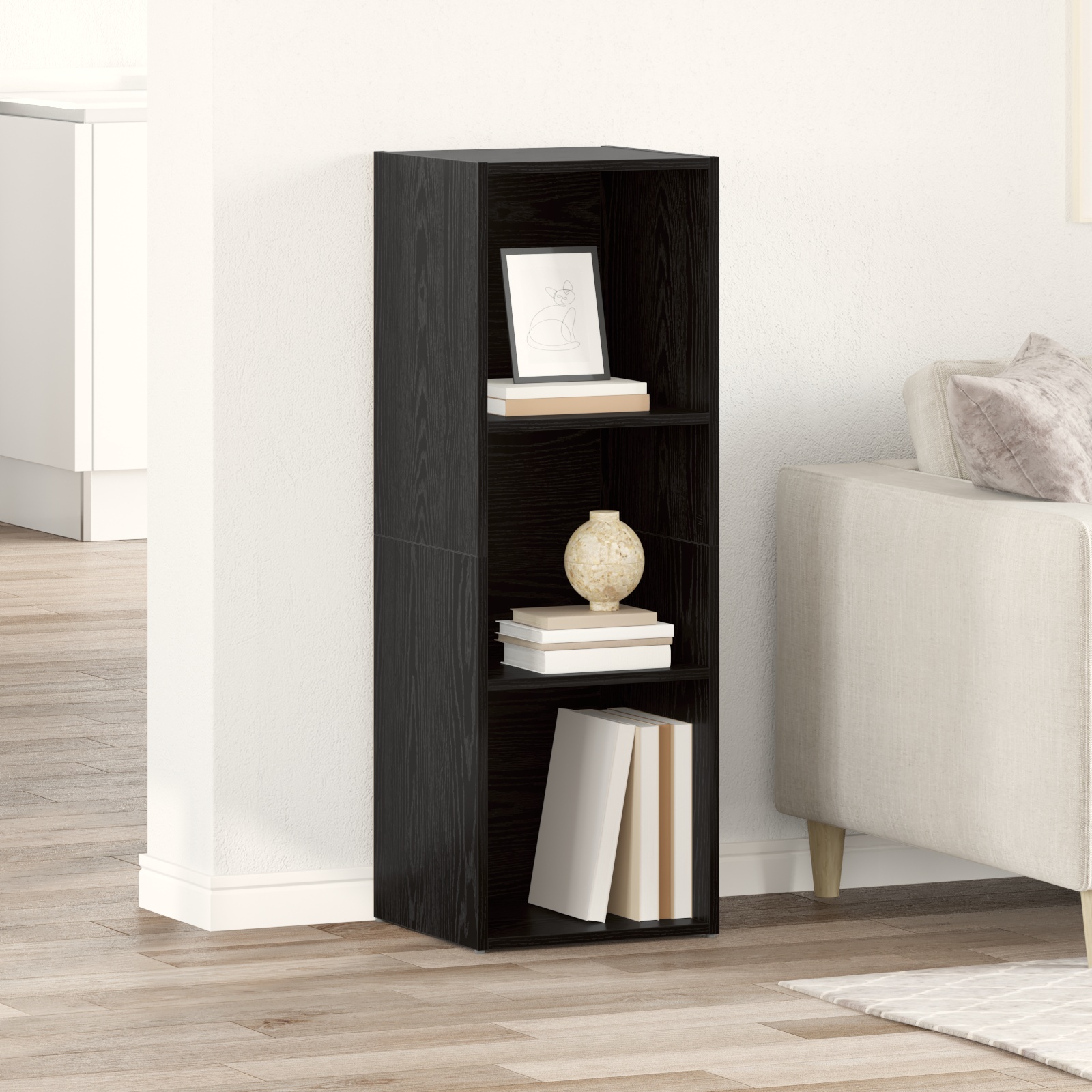 TV-Schränk mit Speicher Schwarze Eiche Holzwerkstoff