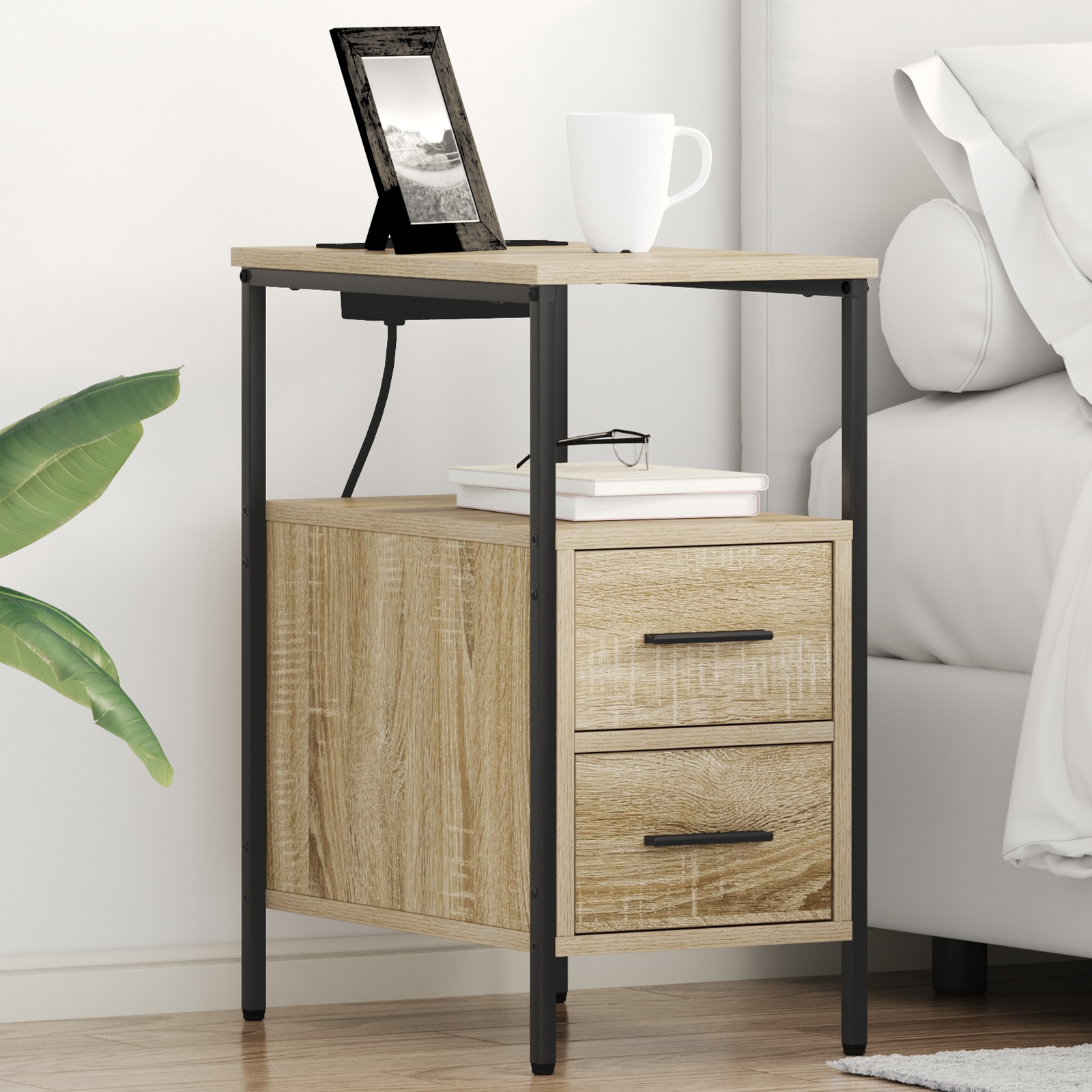 Nachttische 2 pcs Sonoma Eiche 30 x 48 x 61 cm Holzwerkstoff Nachttische 2 pcs Sonoma Eiche 30 x 48 x 61 cm Holzwerkstoff