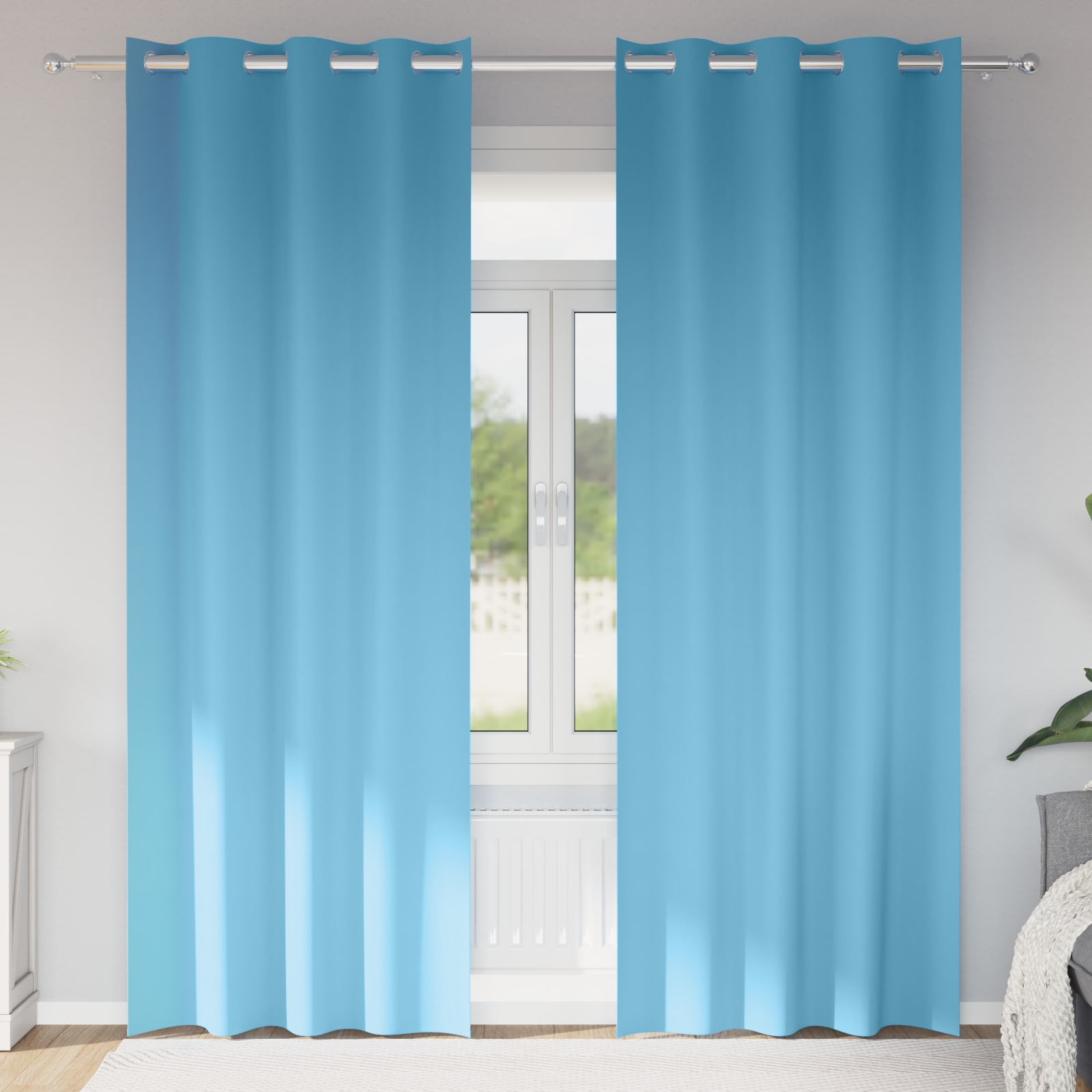 Vorhänge mit Vorhängen 2 pcs Hellblau 260 x 140 cm Polyester