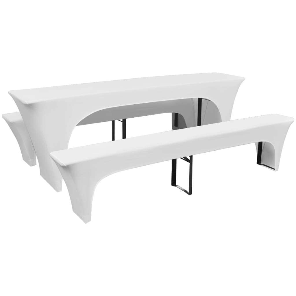 3-tlg. Hussen-Set für Biertisch und Bänke Weiß 220x50x80 cm 3-tlg. Hussen-Set für Biertisch und Bänke Weiß 220x50x80 cm