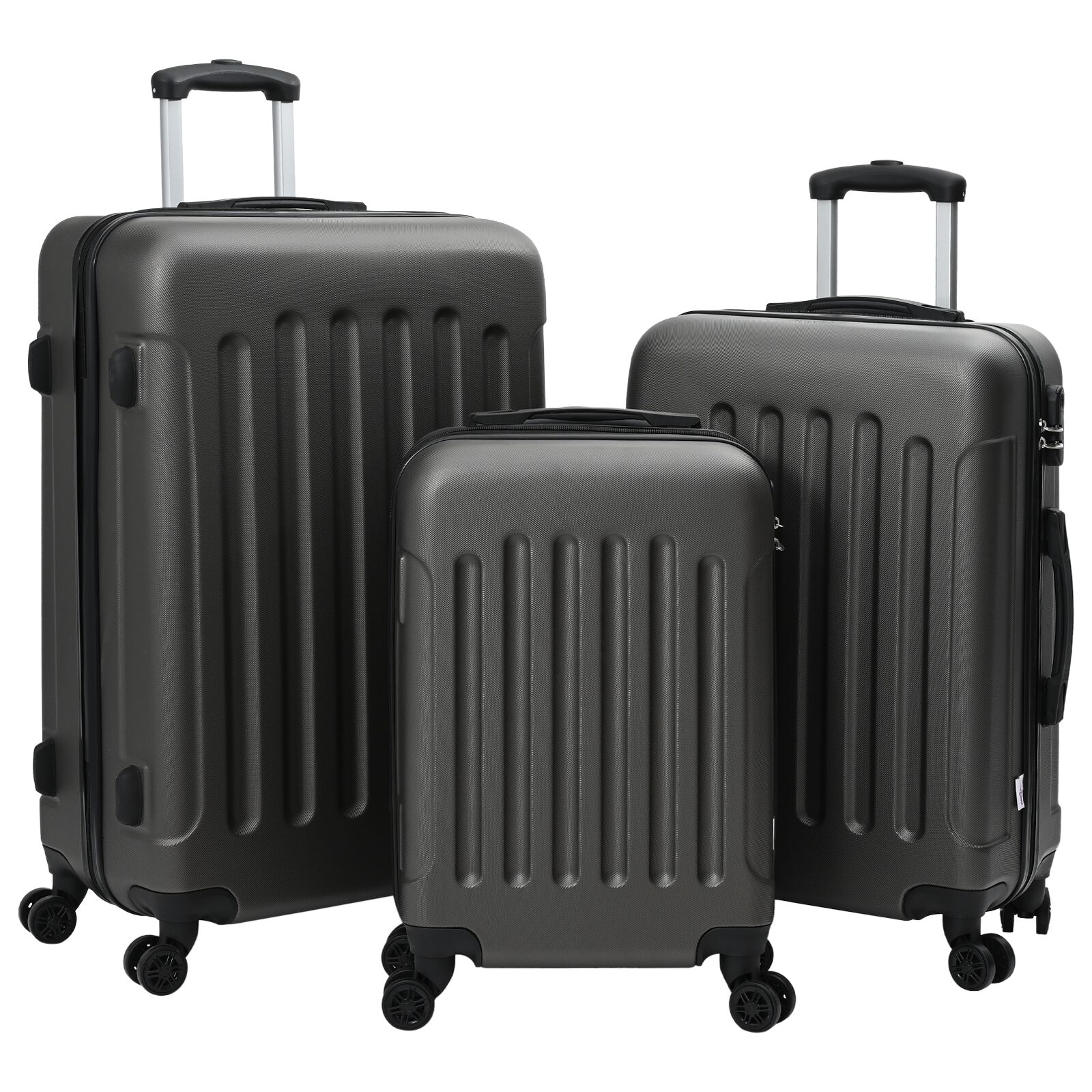 Koffer Set 3-teilig Hartschale Dunkelgrau 20'' 24'' 28'' ABS Koffer Set 3-teilig Hartschale Dunkelgrau 20'' 24'' 28'' ABS