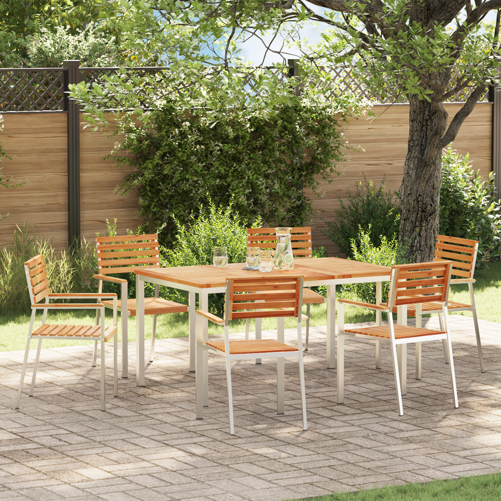 7-teiliges Garten Essset aus massivem Teakholz 7-teiliges Garten Essset aus massivem Teakholz