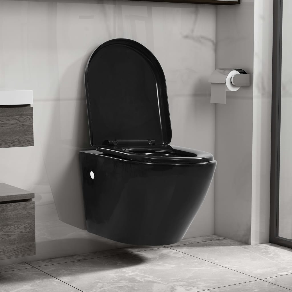 Wand-WC ohne Spülrand Keramik Schwarz Wand-WC ohne Spülrand Keramik Schwarz