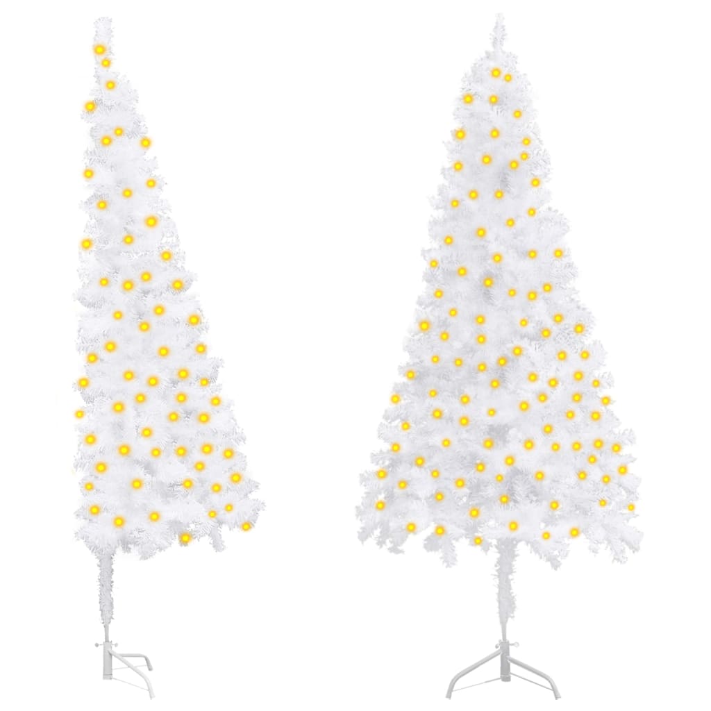 Künstlicher Eck-Weihnachtsbaum mit Beleuchtung Weiß 120 cm PVC Künstlicher Eck-Weihnachtsbaum mit Beleuchtung Weiß 120 cm PVC