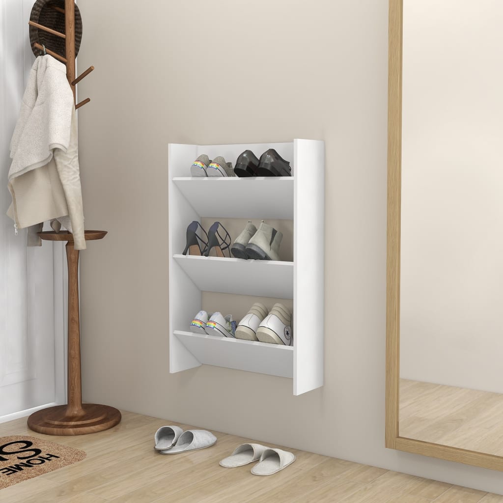 Wand-Schuhschrank Weiß 60x18x90 cm Holzwerkstoff Wand-Schuhschrank Weiß 60x18x90 cm Holzwerkstoff