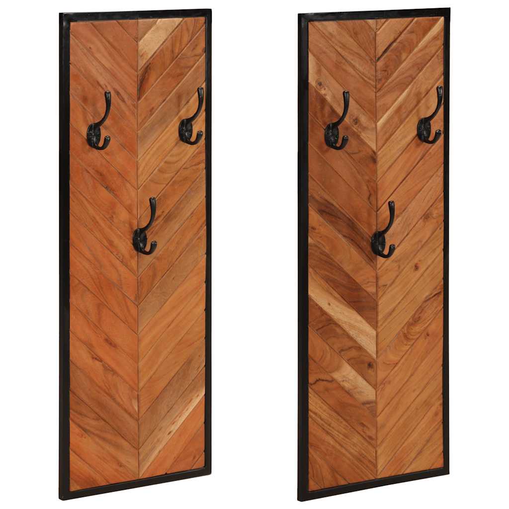 Wandgarderobe 2 Stk. 35x1x90 cm Massivholz Akazie Wandgarderobe 2 Stk. 35x1x90 cm Massivholz Akazie