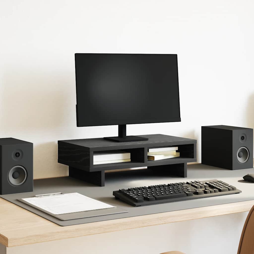 Monitorständer Schwarz Eichen-Optik 50x27x15 cm Holzwerkstoff Monitorständer Schwarz Eichen-Optik 50x27x15 cm Holzwerkstoff
