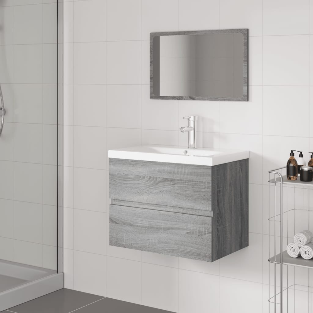 Badmöbel-Set Grau Sonoma Holzwerkstoff