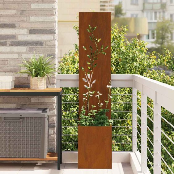 Garten Sichtschutz-Leinwand Floral Rostig 32 x 140 cm