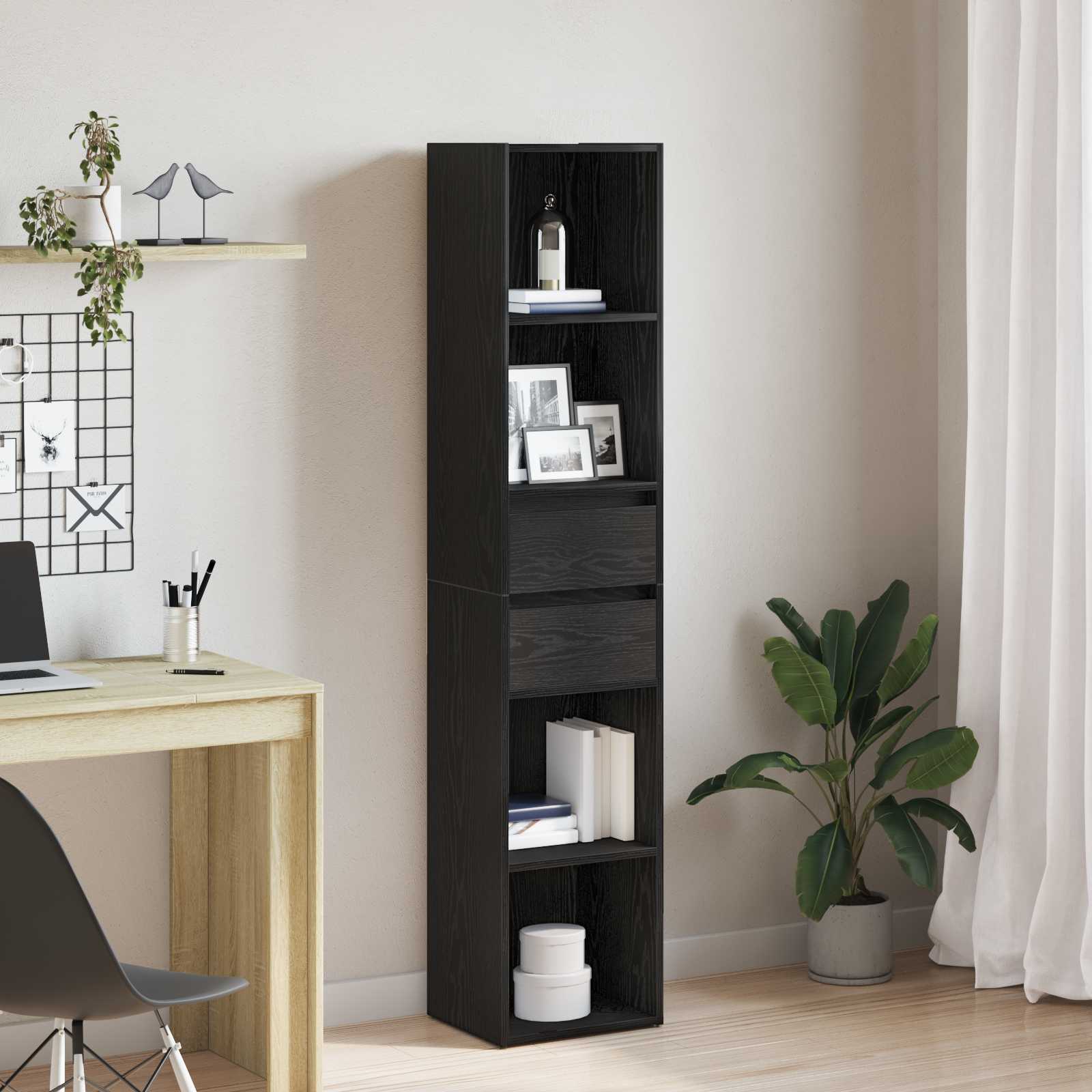 Bücherregal Modular Schwarz Eiche 36x30x171 cm Holzwerkstoff Bücherregal Modular Schwarz Eiche 36x30x171 cm Holzwerkstoff