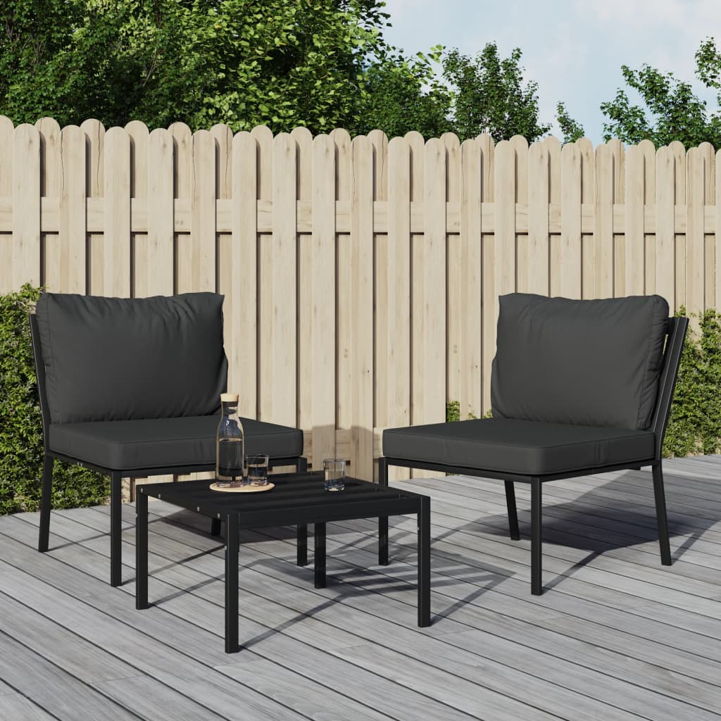 Gartenstühle mit Grauen Kissen 2 Stk. 60x74x79 cm Stahl Gartenstühle mit Grauen Kissen 2 Stk. 60x74x79 cm Stahl