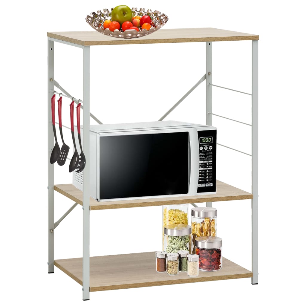 Mikrowellenregal Weiß Eiche 60×39,6×79,5 cm Holzwerkstoff Mikrowellenregal Weiß Eiche 60×39,6×79,5 cm Holzwerkstoff