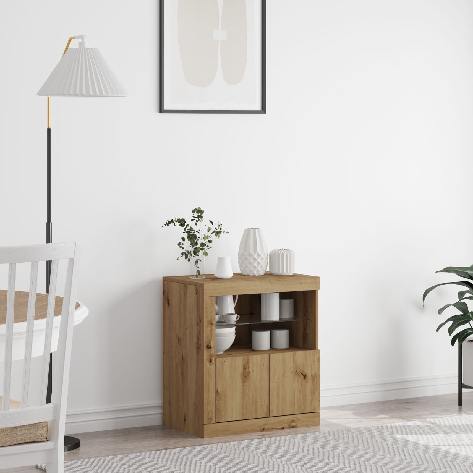 vidaXL Sideboard mit LED-Lichtern Artisan Eiche 60,5x37x67 cm