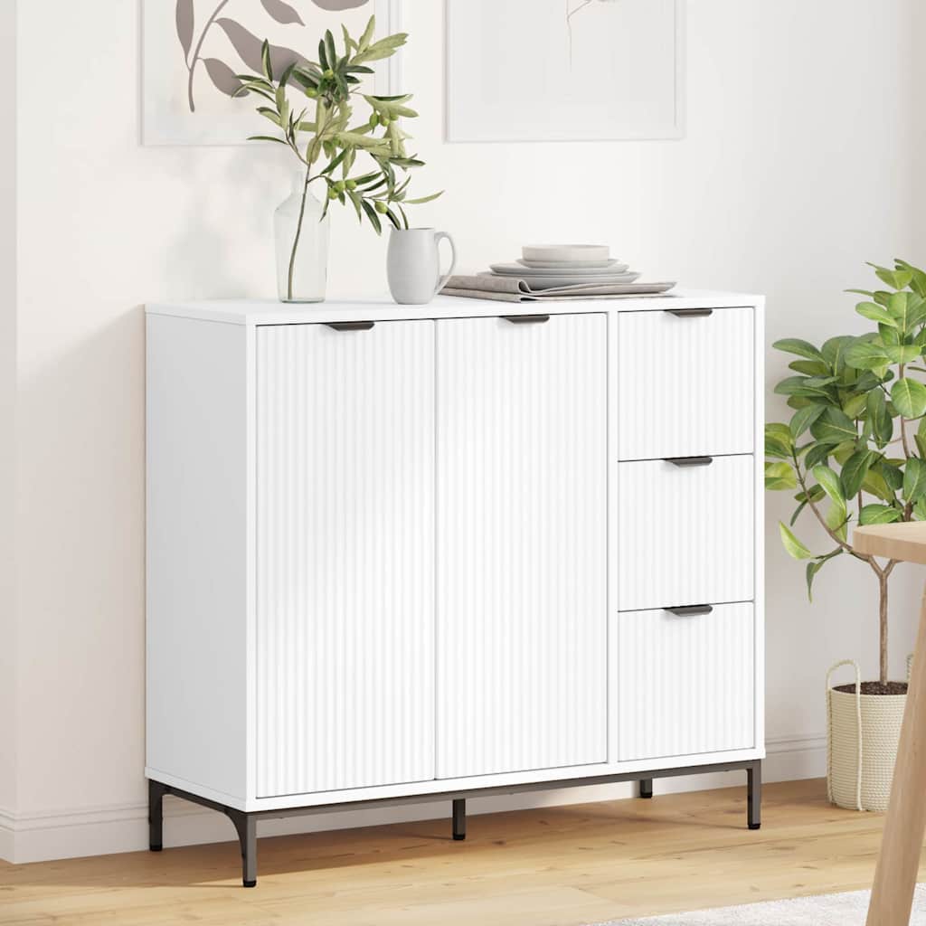 Sideboard mit Schubladen Weiß 89,5 x 33 x 82 cm Holzwerkstoff