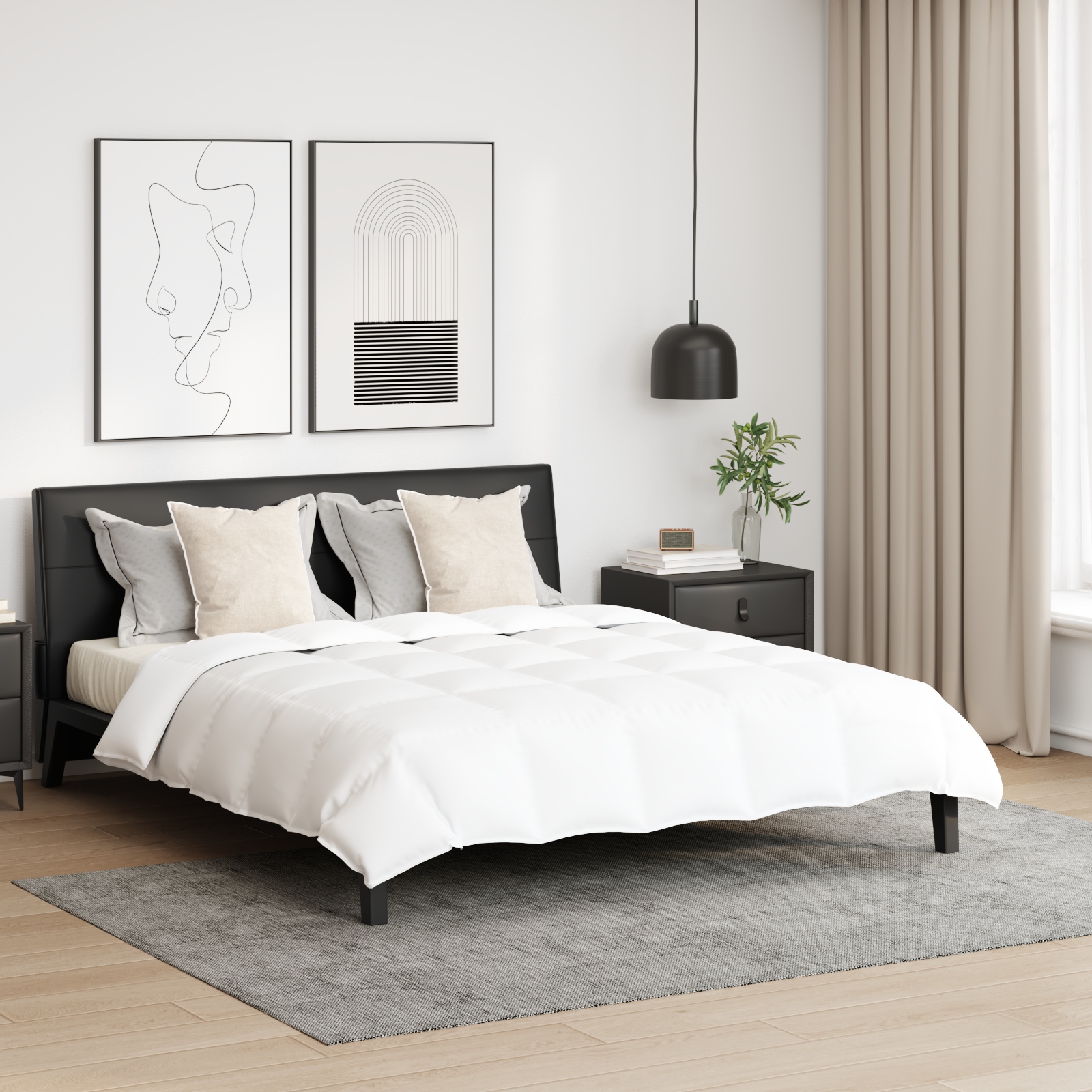 Bettdecke mit Kissen 3 pcs Weiß 200 x 220 cm Daunen